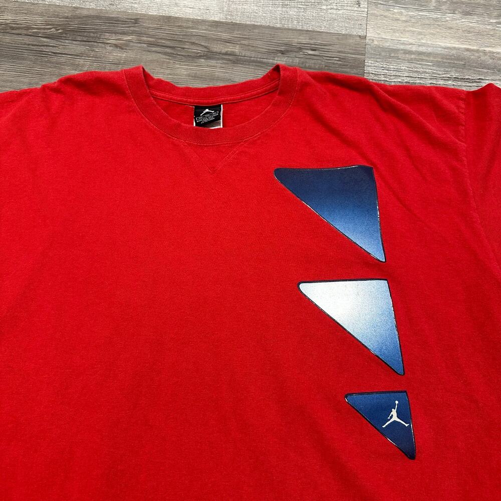 Vintage Y2K Air Jordan Red Blue Mens 2XL Jumpman Logo Double Graphic T-Shirt EUC